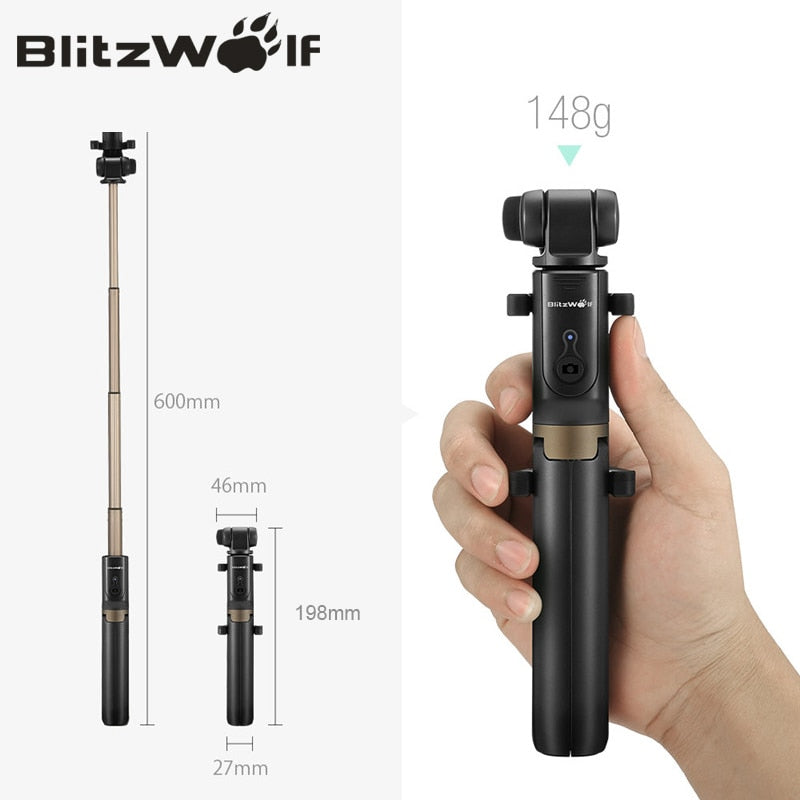 FIGO™ Wireless bluetooth Selfie Stick Mini Tripod Extendable Foldable Monopod For iPhone For Samsung Xiaomi Huawei Phone