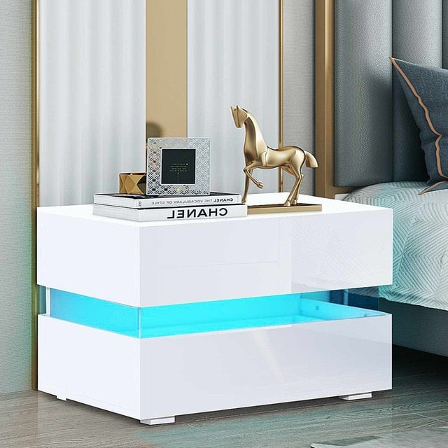 Modern RGB LED Nightstands Bed Side Table Magazine Cabinet Storage Organizer Bedside Table Bedroom Furniture for Night 20 Colors