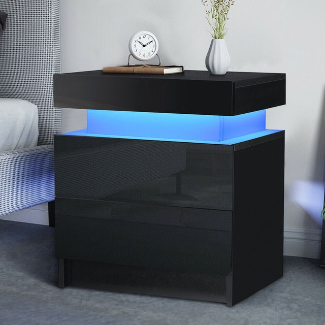 Modern RGB LED Nightstands Bed Side Table Magazine Cabinet Storage Organizer Bedside Table Bedroom Furniture for Night 20 Colors